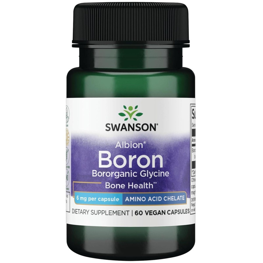 来自Albion的Swanson Boron - Boroganic Glycine 补充剂支持联合健康与骨质健康 - 高吸收公式可以支持总体平衡 - (60 Capsules,每套6mg)