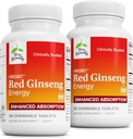 Terry Rital HRG80 Red Ginseng Energy - 支持健康能源与焦点 - 配有韩国红金生根粉的草药补充剂 - 帮助健康耐力的药片 - 30张可切食药片(包2)
