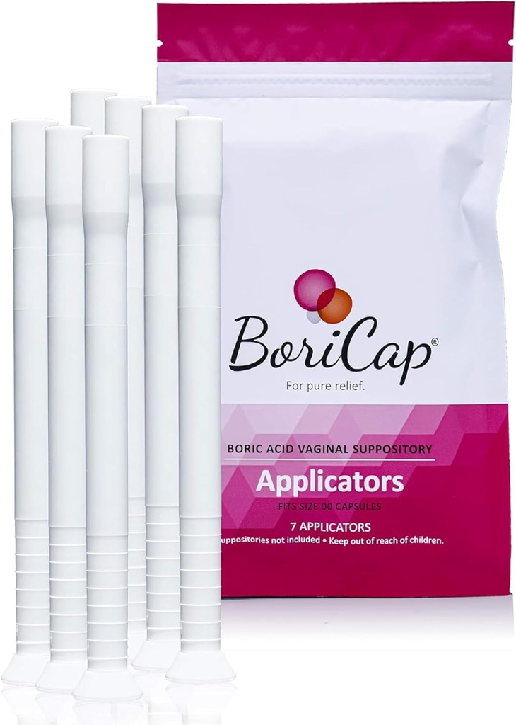 Boric Cap - Boric Acid 阴道套件 施用器 - 易粘胶套件的卫生解决方案 插入器 - 可清洗和再利用 - 女性护理和卫生产品 - Heale在美国制造 - 7 ct