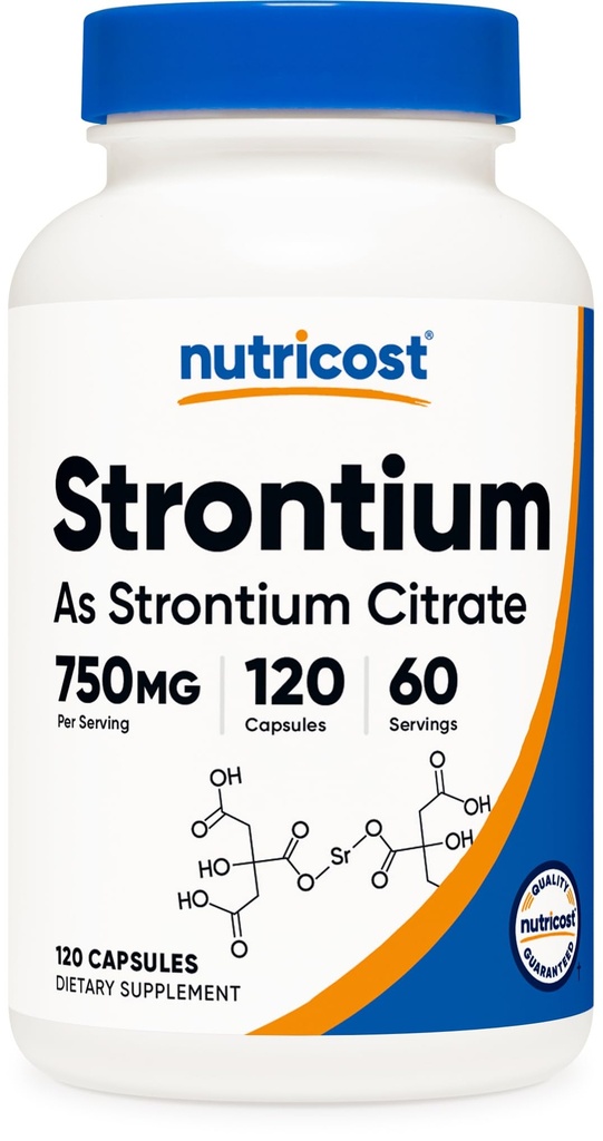 营养成本 Strontium Capsules 750mg, 120 Capsules - 蔬菜、非GMO、 Gluten Free