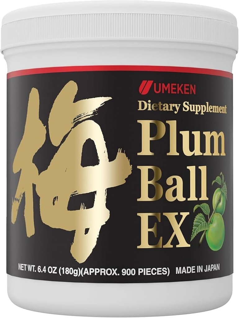 Umeken Plum Ball EX,《集中提取抗氧化剂、酸和乳酸》,《每日补编》,《日本绿色Plum 提取》,《供应3个月》,《6.4oz》,《180g瓶》,《包装1》