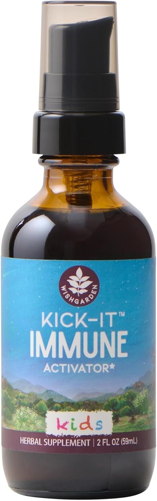 WishGarden Herbs Kick- It Immune for Kids - 孩子们的Immune支持补充, Herbal Immune Defense & Immune Booster with Echinacea, OSHA, Elder, Rapid Baby and Toddler Immune 支持公式, 2oz