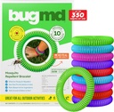 BugMD 10 Pack Mosquito Bracelets, 成人和儿童的DEET-无水带, 露营、徒步、海滩、旅行和户外基本知识的自然和防水的Citronella 腕带
