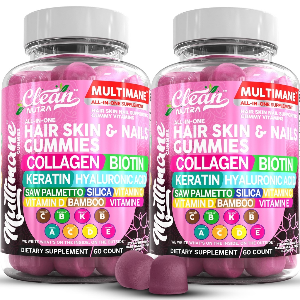 多曼尼科拉根蛋白与Biotin Keratin Hyaluronic酸 竹肉 A C 维生素 D 维生素 E 福拉特 Saw Palmetto Silica B3 维生素 毛皮和直肠蛋白 由清洁的Nutra制作