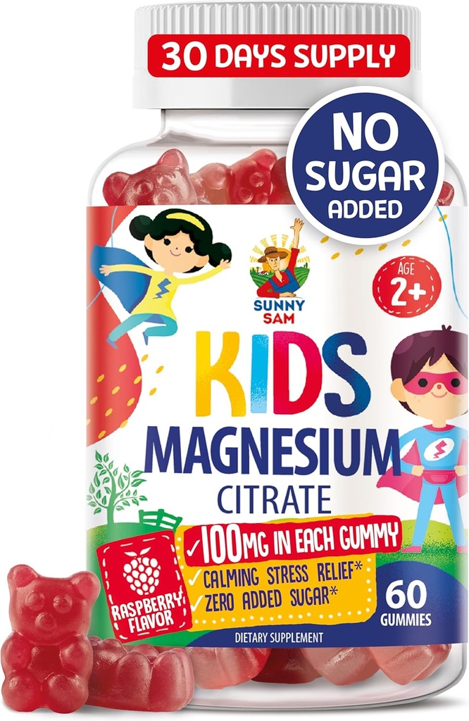 儿童与成人用镁(Gummys for Kids & Adults) - 100mg - 冷静用镁(Calm Magnesium Chews) - Mood & Muscle 支持用镁(Citrate Chew) 补充用镁(Gummys) - 60 Gummys