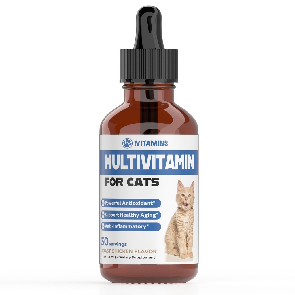 猫多维生素 - 支持免疫健康,皮肤,煤炭,心脏健康及更多 - 猫维生素 - 猫补充和维生素 - 室内猫用维生素 - 猫用维生素 - 猫用维生素 - 猫用维生素 - 猫用维生素支持(1)