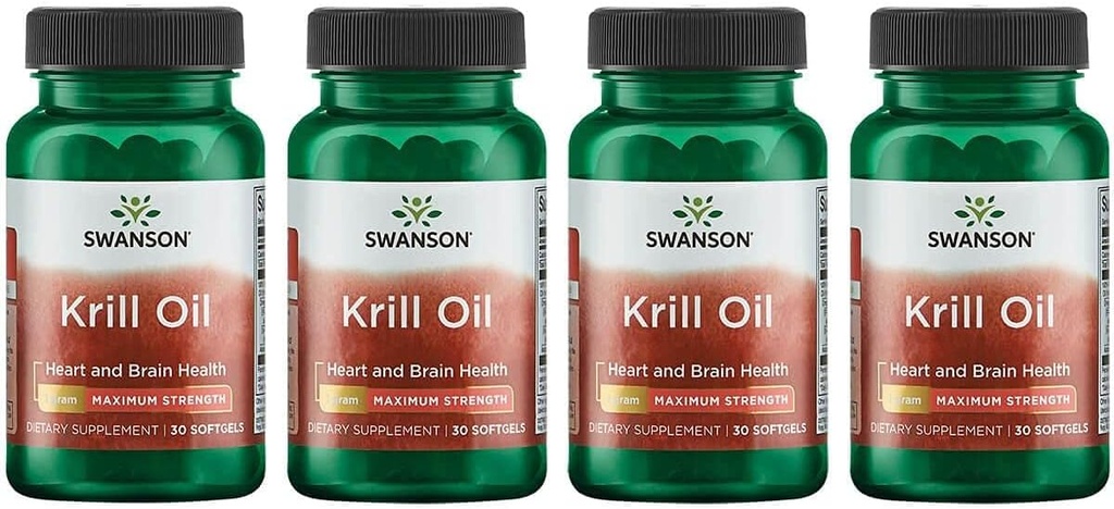 Swanson 全民教育 -- -- Krill Oil -- -- 最大强度 -- -- 1克,30软胶(4包)