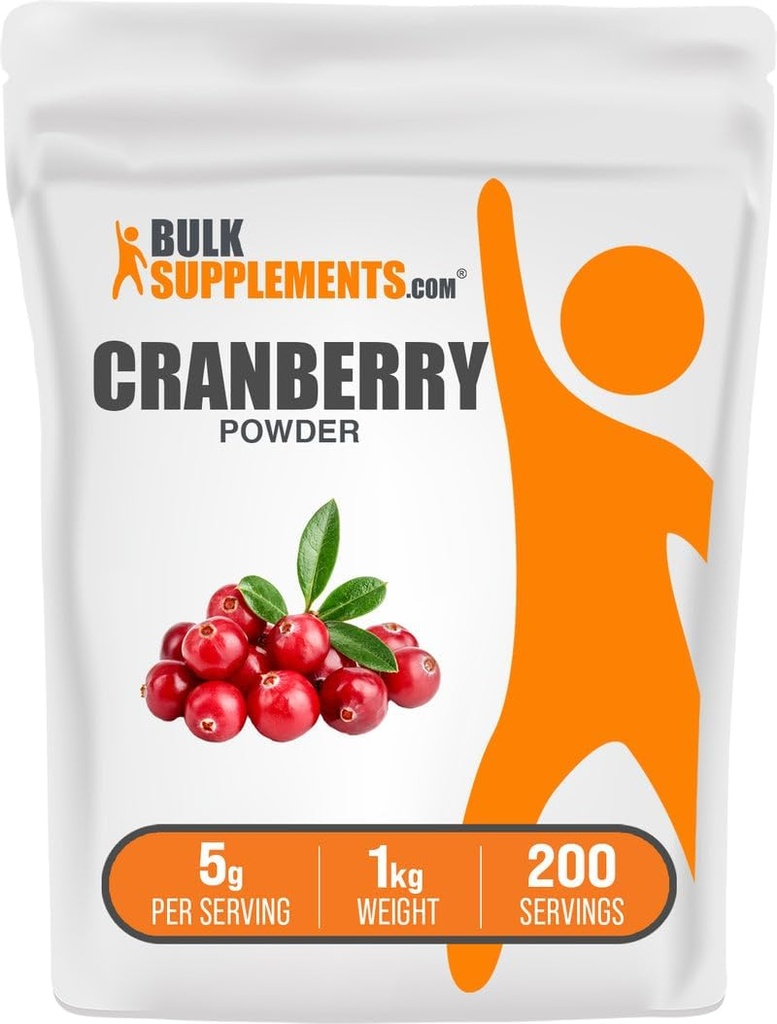 Bulk Assupports.com Cranberry Powder - Cranberry Assupports for Men & Men, Air Dried Cranberry - Unsweeted & Gluten Free, 5g / service, 1kg(2.2磅)(包1)