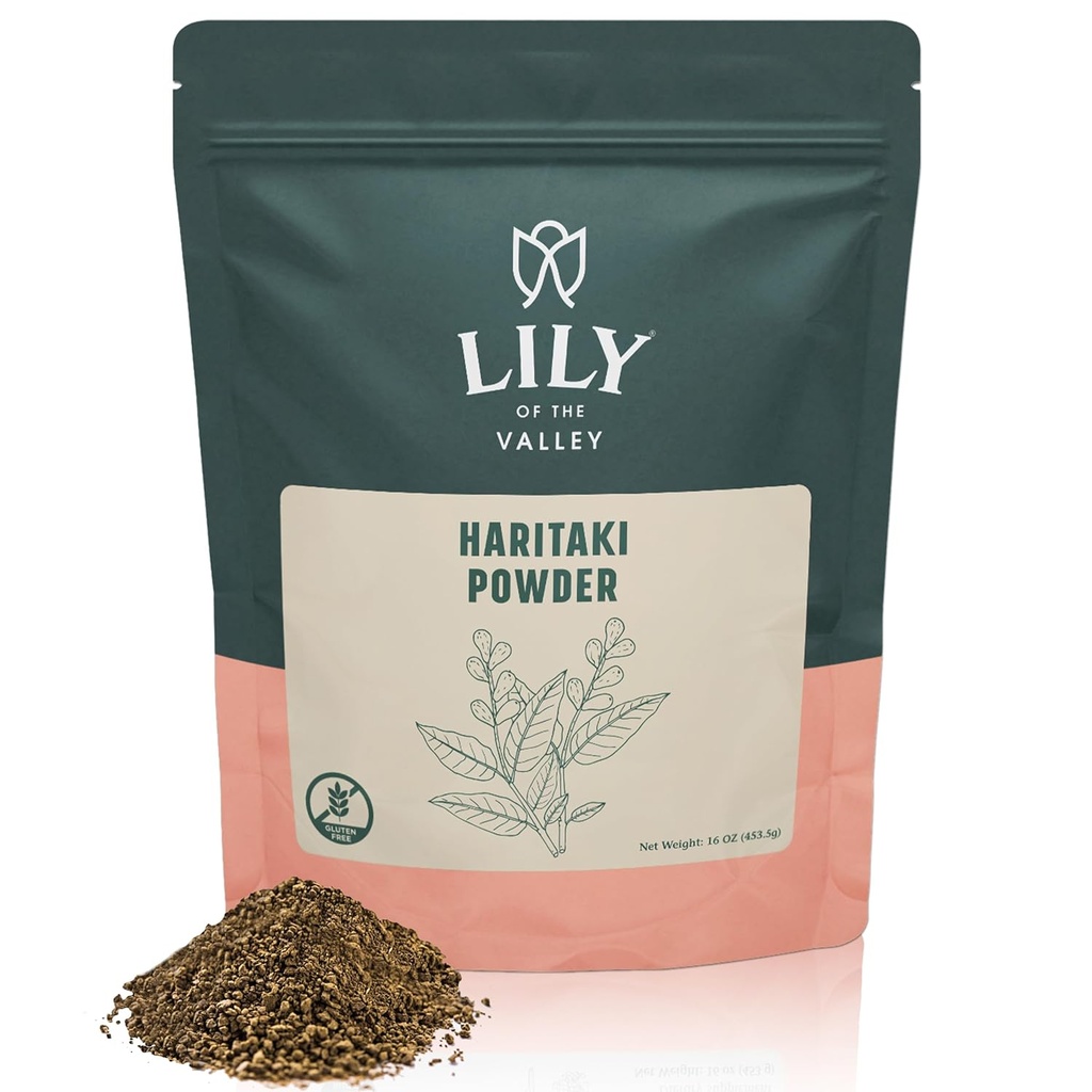 河谷哈里塔基粉(英语:Haritaki Powder)的莉莉(英语:Lily of the Valley Haritaki Powder) - Terminia Chebula - 来源于印度 - An Ayurvedic Herb - 100% 天然和无添加防腐剂 - Vegan & Gluten-Free (16oz, 453g) - 包裹 May Vary