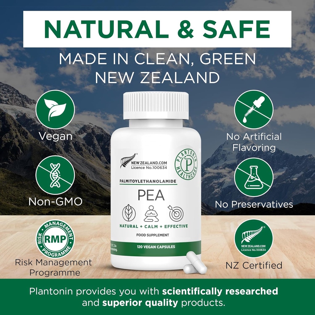 Palmitoyl乙醇酰胺 Pea 补充600mg - 微量化 Pea 补充 99% - 2个月供应 - 联合安慰的高级自然支持