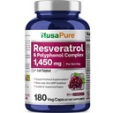 NusaPure Resveratrol和多酚综合体 1450mg 180 植物帽(非GMO,Vegan) 维生素C