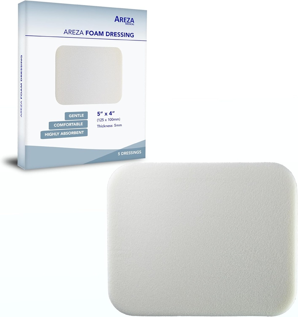 Areza 医疗 - 泡沫伤口穿戴 - 聚氨酯 - 固醇 - 5 " x 4" (12.5厘米x10厘米) - 5 PCS