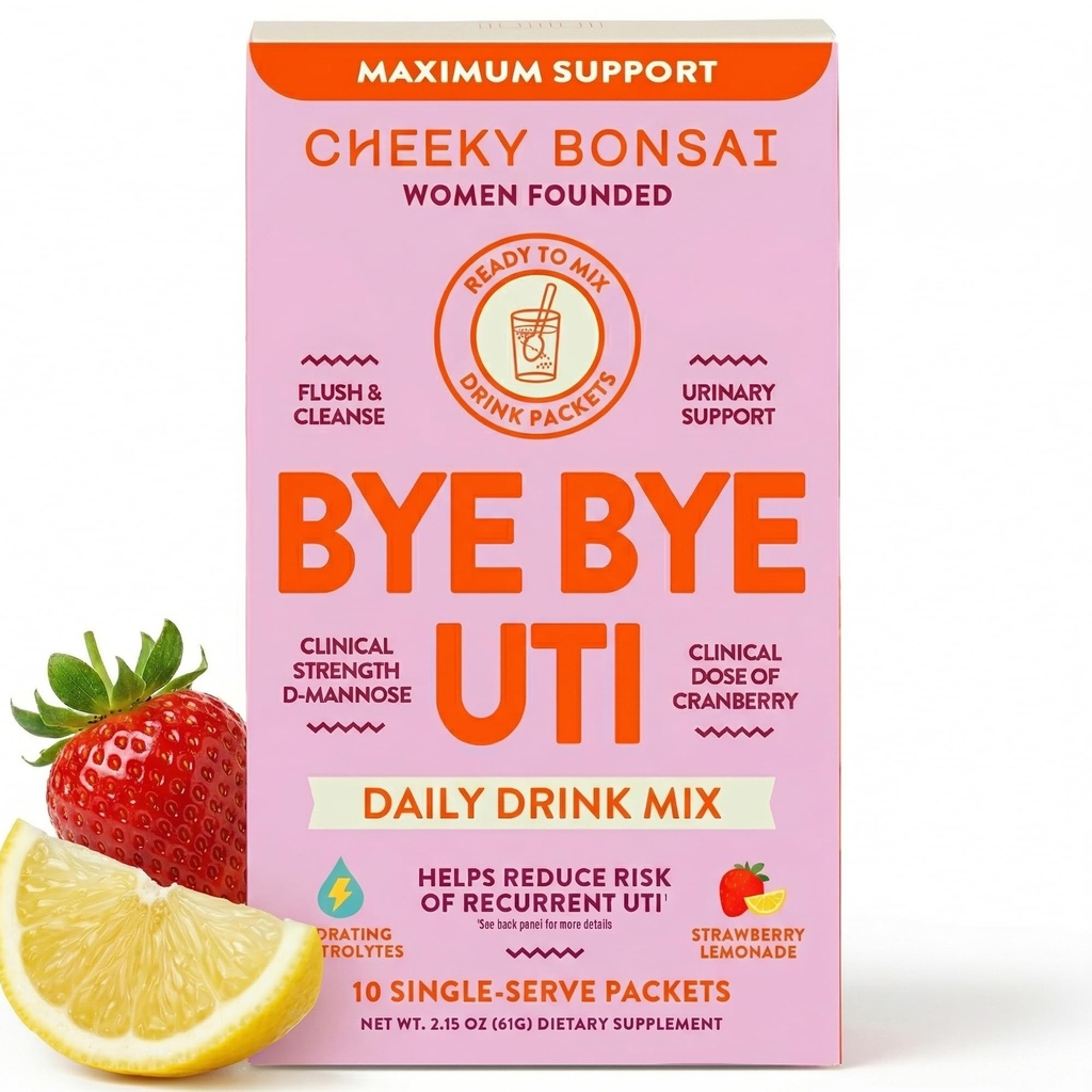Cheeky Bonsai, Urinary Health Hydrition Packets, Flush & Protect the Urinary Tracts with D-Mannose, Cranberry & Electrolytes, Hibiscus Lemonade Flavor (10 Packets) 无添加糖, Vegan 和 Gluten - 无糖