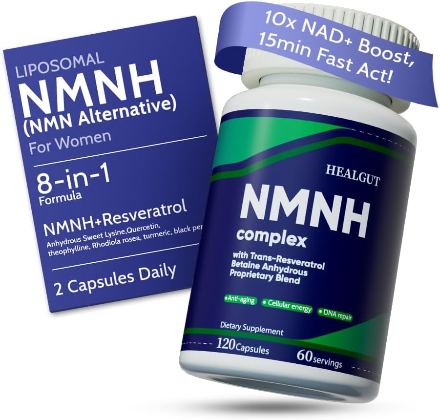 Liposomal NMNH 女性能源补充: NMN 替代品 + Trans-Resveratrol + TMG + boosts NAD+ 级别,细胞再生和拉迪安特皮肤 - 60天反衰老公式