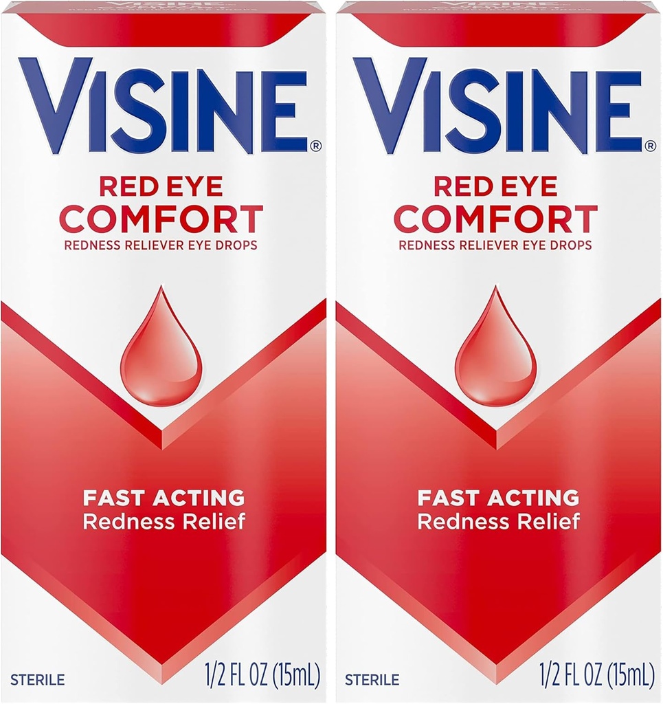 维辛红眼慰藉 红外救济眼滴 帮助 Relieve Red Eyes 由于小眼刺激快,Tetrahydrozoline HCl, 0.5 f. oz (Pack of 2)