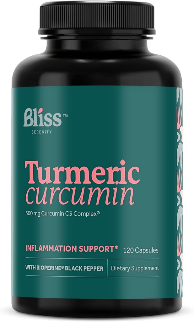 Turmeric Crucumin C3 复合体500毫克,用黑椒增强,以更好地吸收;Kosher 认证、非GMO和Gluten Free - 95% Crucuminoids - 120 Veg Caps