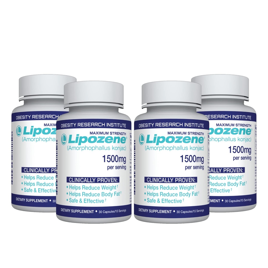 Lipozene饮食药丸 - 重量损失补充剂 - 4瓶,每瓶30卡普尔,共计120卡普尔!