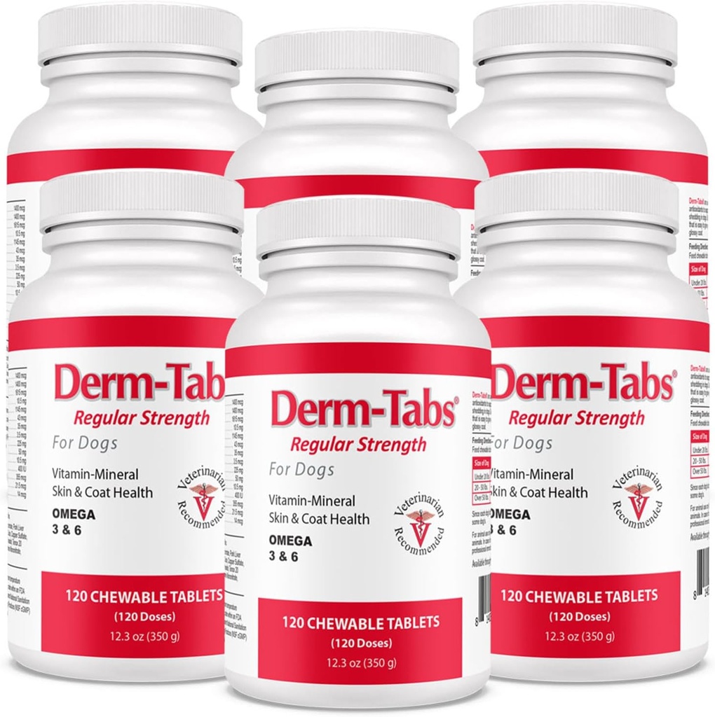 Dem Tabs 狗的正常强度 - 天然石油、维生素、矿物和抗氧化剂 - 支持健康的皮肤和减少 Shedding - 720 胶片