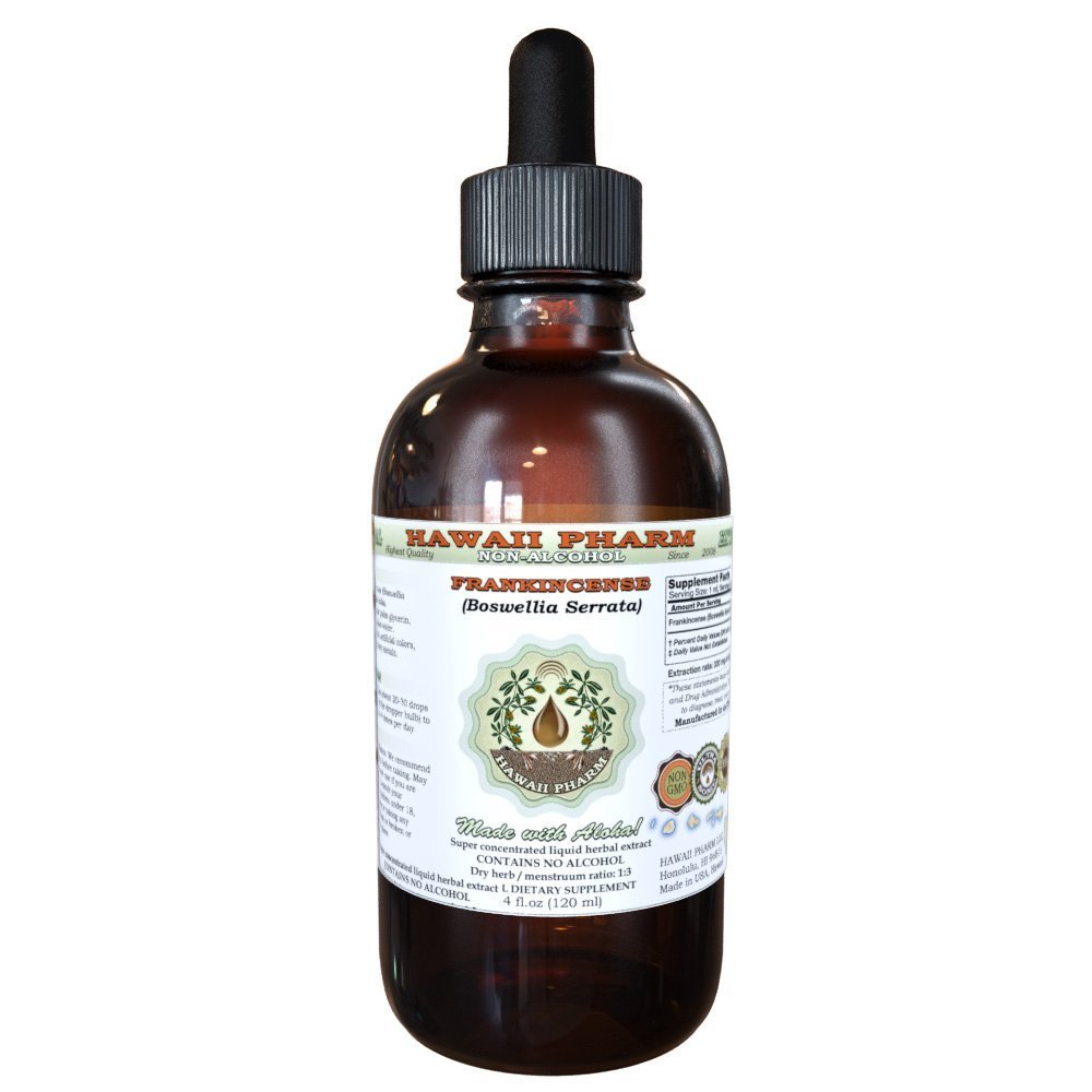Frankincense 无酒精液体提取剂, Frankincense (Boswellia Serrata) 干燥 Resin Glycerite 夏威夷药草天然草药补充剂 4 oz