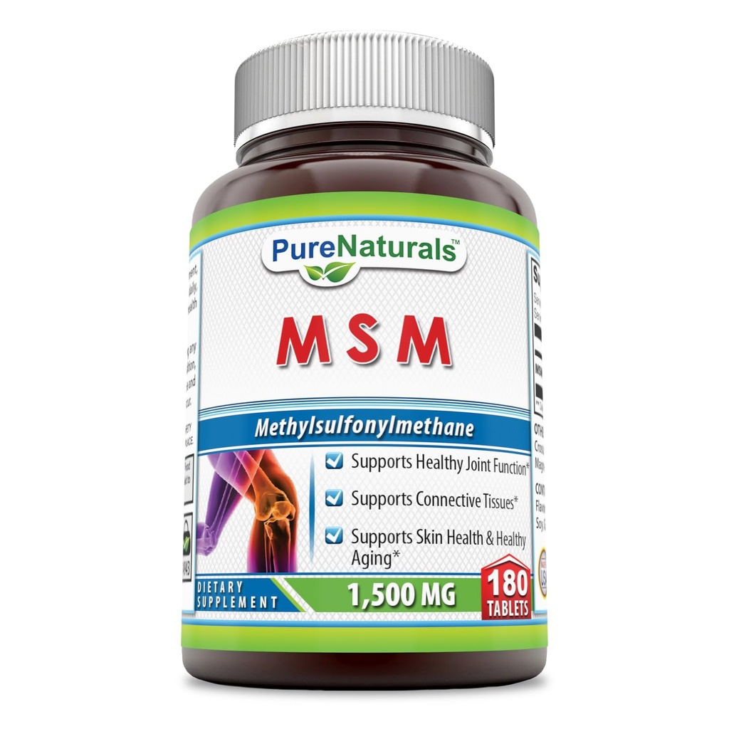 纯天然MSM(甲基硫酰甲烷) 补充 | 1500 Mg Per Service | 180 片 | 非GMO | Gluten-free | 美国制造