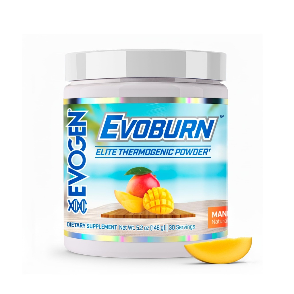 Evogen Evoburn - 供男性和女性使用的热致性脂肪燃烧器 → 能源,焦点,和Appetite Control → 高级代谢促进器 Fooster Fat Burner公式 配有MitoBurn & Cafeine → 芒果 → 30 服务