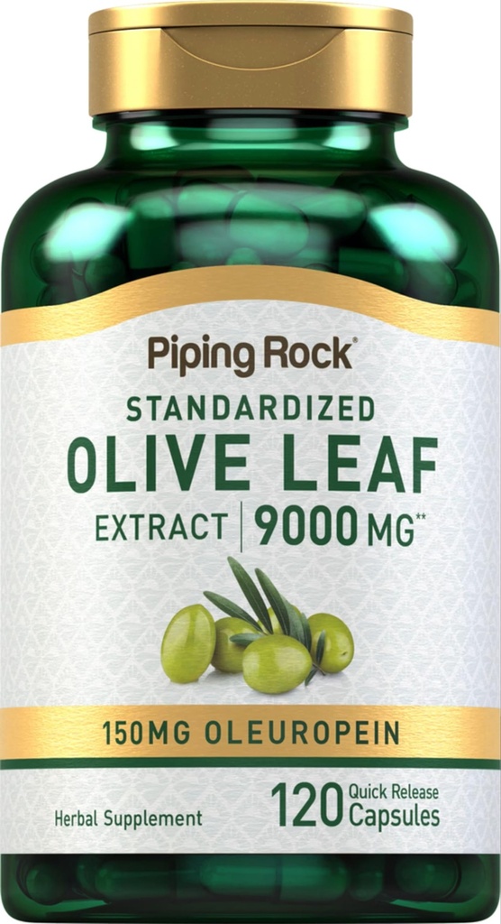 (原始内容存档于2018-03-25) (英语). Piping Rock Olive Leaf Extracting Capsules | 9000mg | 120 pills | 150mg Oleuropein | 标准化草药补充 | 非GMO, Gluten Free