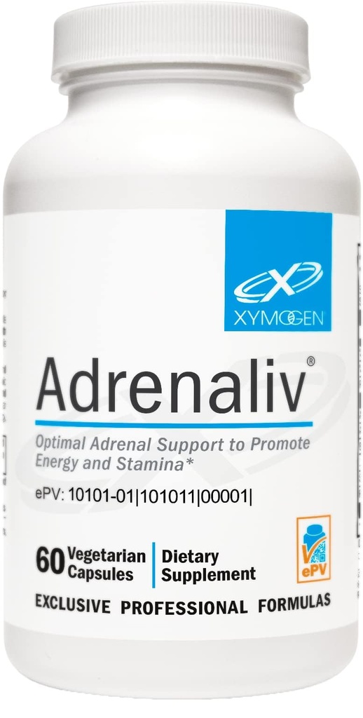 XYMOGEN ADRENALIV - 促进人体对压力的反应、促进能量和Stamina的肾上腺辅助剂 - Rhodiola Rosea, Eleuthero, 肾上腺综合体, Licorice,维生素B6(60 Capsules)