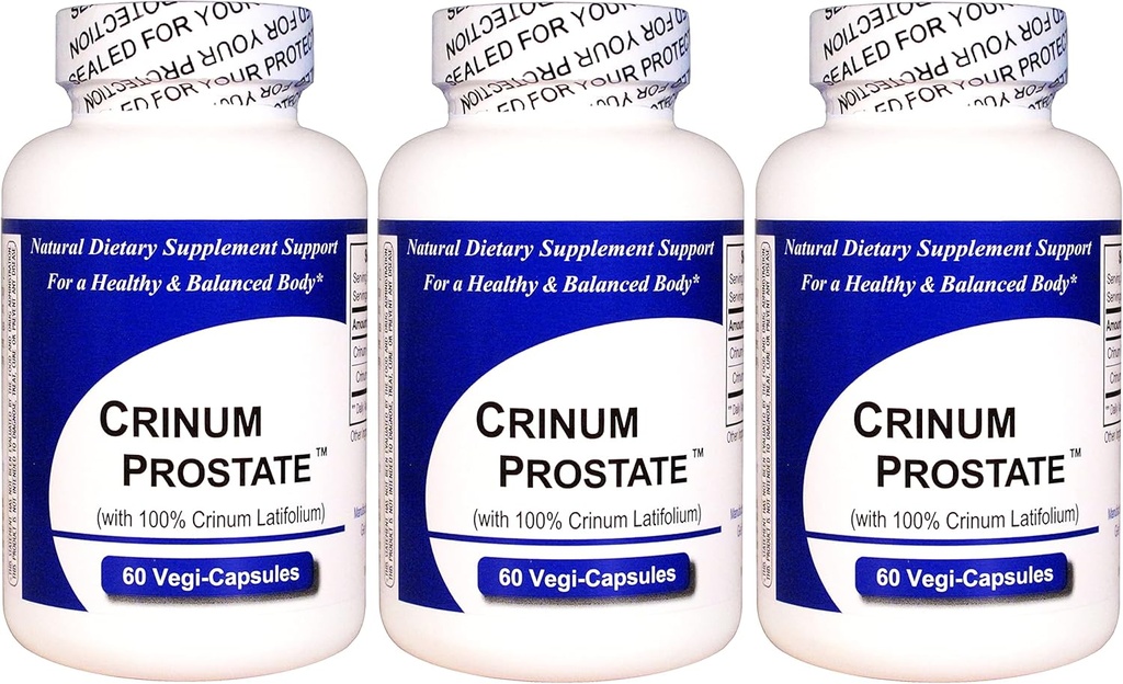 Crinum Prostate 3-Pack(每瓶60Vegi Caps) 100%集中越南Crinum Latifolium,包含无合成填充剂,如二氧化硅,Talc,镁立体等.