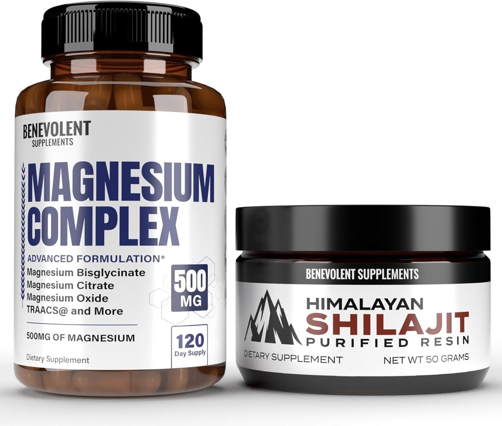 具有5种最佳形态的镁综合体和喜马拉雅Shilajit Resin -- -- 4个月供应500毫克甘油酸镁、氧化物、陶拉特、Chelate、甘油酸镁 -- -- 85+ 能源矿物追踪