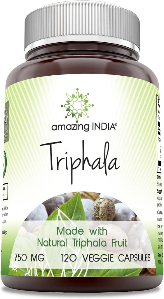 印度Triphala(天然Triphala水果) 补编 750 Mg / service 120 Veggie Capsules =========