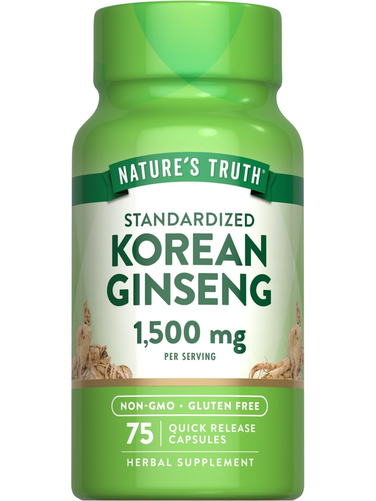 (原始内容存档于2018-09-25). Nature's Truth Korean Ginseng Capsules QQ75 Counter QQ 标准化摘录XNN-GMO & Gluten Free Supplement