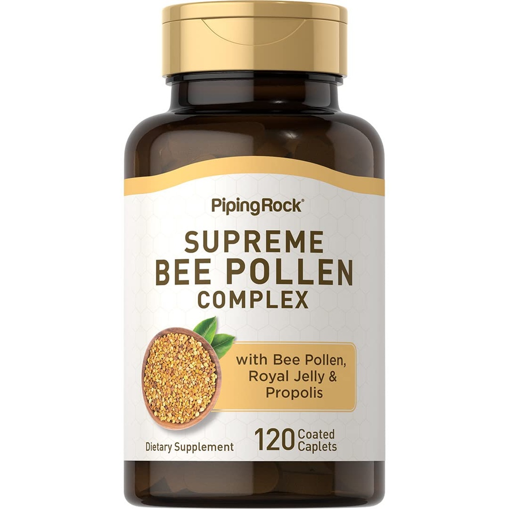 Pipping Rock Bee Pollen 与皇家Jelly和Propolis 120 Caplets = 男女综合增刊 = = 非GMO, Gluten Free