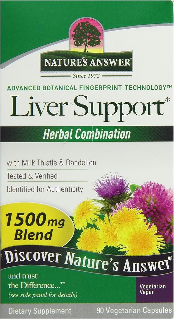 Natural's Answer Liver 支持草药结合饮食补充 有机天然蔬菜 Vegen 支持健康活人功能理想 — 1500mg(90 Capsules)