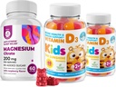 儿童与Adults 2000的维生素D Gummys IU和Magnesium Gummys - 健康维生素D3 补充1000IU - 蔬菜革兰-无糖免疫支持 儿童与Adults的无糖镁 Calm Chews