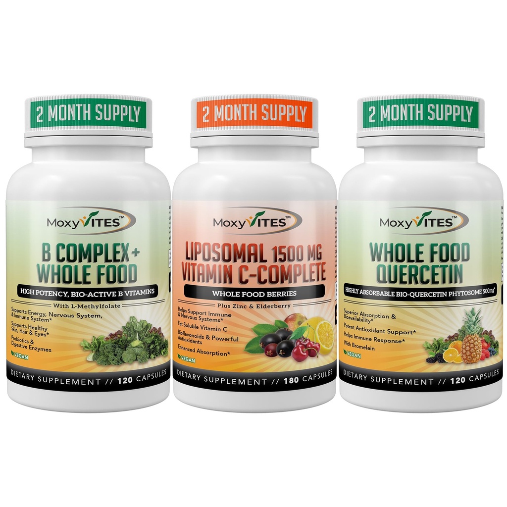MoxyVites B-Complex - Liposomal Vitamin C - 能源支持的Quercetin - 完美能源三重体