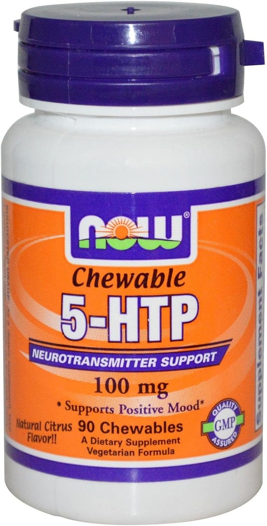现在食品 5-HTP 可食用天然柑橘 - 100毫克 - 90