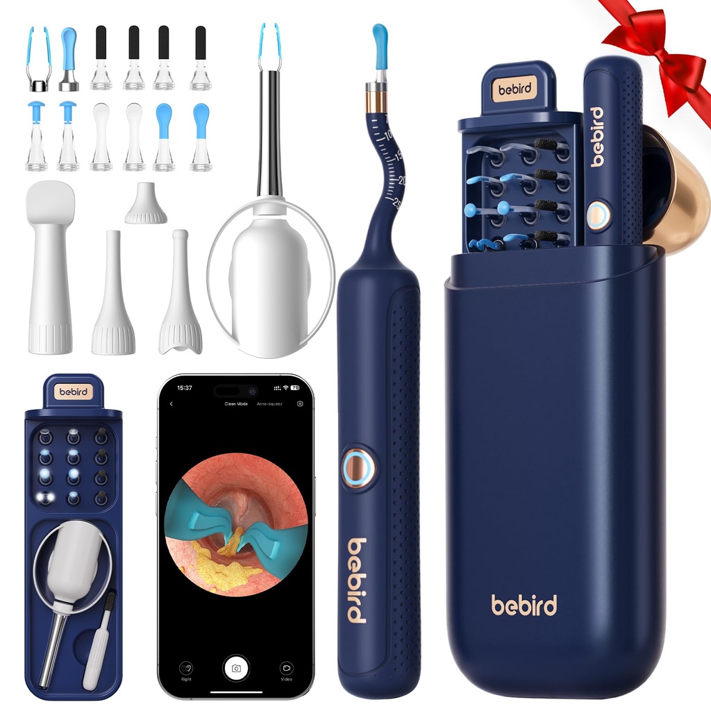 Bebird Earsight Plus R37R Ear Cleaning Camera Wax Democrating工具箱 弹性耳机范围 Otoscope Camera Light,视觉耳机 Picker 无线耳机 Earwax Remover Tweezers for 成人与儿童