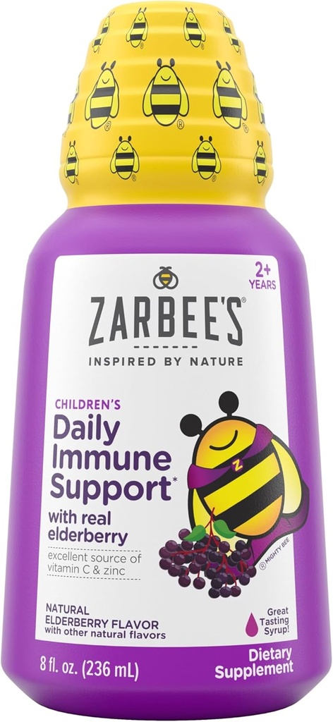 Zarbee's Elderberry Syrup for Kids, Daily Immune Support with Vitamin C & Zinc, Childrens Liquid Supplement, Natural Berry Flavor, 8 fl oz (日语: Zar,  Children,  Children,  ,  ,  ,  ,  ,  ,  ,  ,  Children,  Children,  Children,  Children,  Children,  Children,  Children,  Children,  Children,  Children,  Children,  Children,  Children, 8 fl z