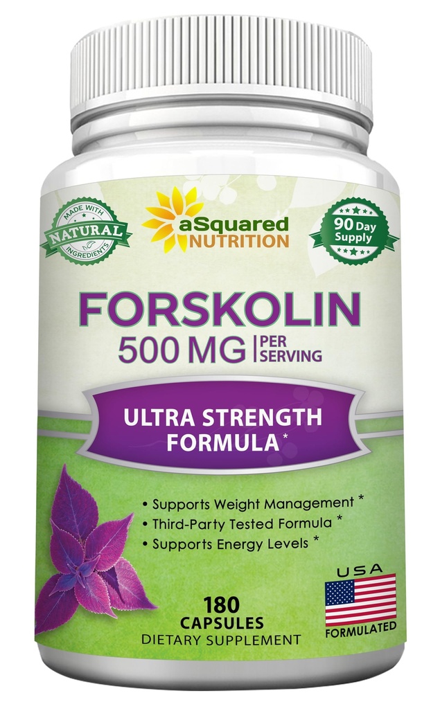 aSquared Nature Forskolin 500mg Max Treng-180 Capsules, Forskolin 纯体重损失燃料补充剂 Coleus Forskohlii Root- Forskolin 减肥药丸,Belly Buster Fat Burner 2X Slim Trim Lose