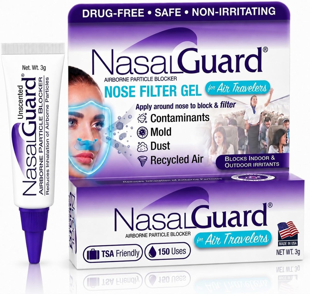 空载粒子屏蔽器 Nasal Gel供航空旅行者使用 -- -- 无毒品、无刺激性、无醉无乐、飞机旅行批准(未定) -- -- 超过150项Per Tube应用程序(0.1 oz,包装1)