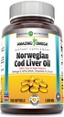 惊人的奥米加挪威鳕鱼肝油1000Mg软胶 Supplement | Omega-3, EPA, DHA, 维生素A, D & Vitamin E (橘子  250 Count)