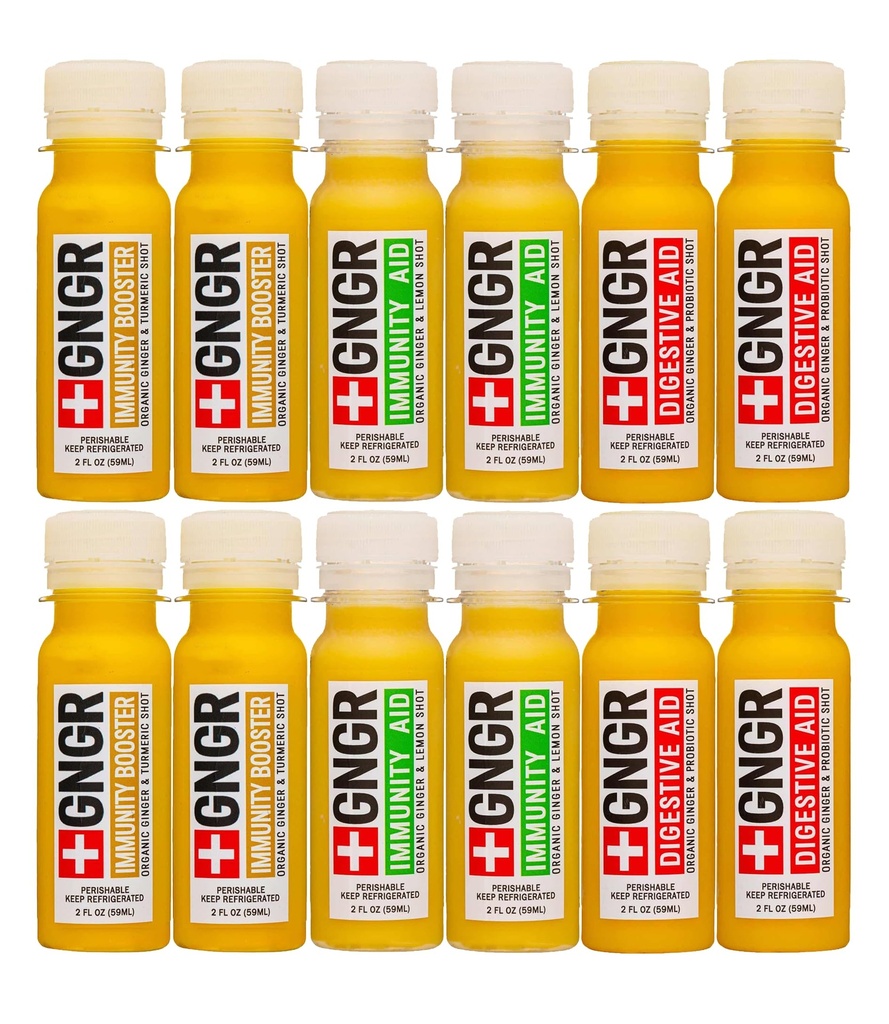+GNGR 豁免样品 有机姜井喷射-所有自然消化支持和免疫支持的Premium Ginger Shots,消化援助,Gut Cleanse和Detox 2 fl oz(12包)