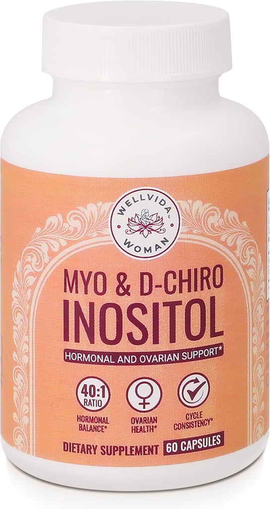 Myo-Inositol & D-Chiro Inositol 补充瓶(60卡普勒斯) 40:1 Ovarian 支持瓶 1000mg & D-Chiro 25mg Inositol Capsules w/ Caronositol - 妇女日报 Inositol