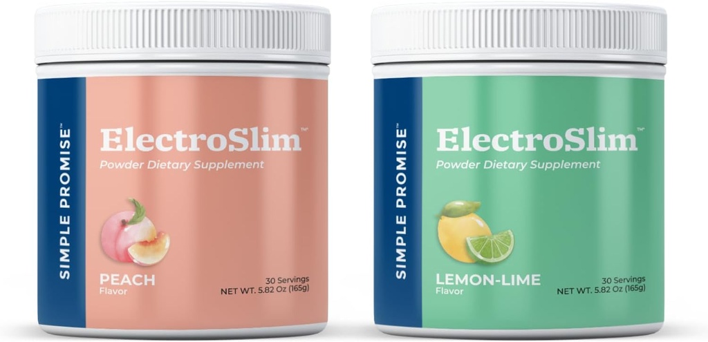 简单承诺 ElectroSlim Bundle Flavor - Lemon Lime和Peach - 无糖电解液水化支持 基本电解液 - 无糖方程式促进日常能源平衡