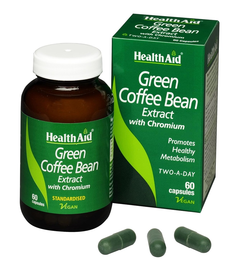 保健援助 绿色咖啡豆提取 60 Vegan Capsules