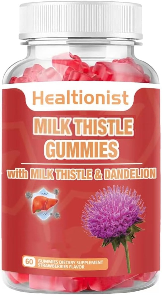 Milk Thistle Gummys for Liver Cleanse, Detox & 修復肥肝方程式 Gummys, Milk Thetle 提取 QQ抗氧化剂支持与天然肝脏健康, Liver Detox, 60 Vegan Ct