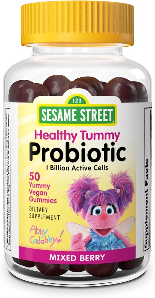Webber Naturals Sesame Street 儿童健康营养素,每Gummy有1亿个活细胞,50个Gummys,用于消化健康,没有Gluten、奶制品、花生和Gelatin,Vegan
