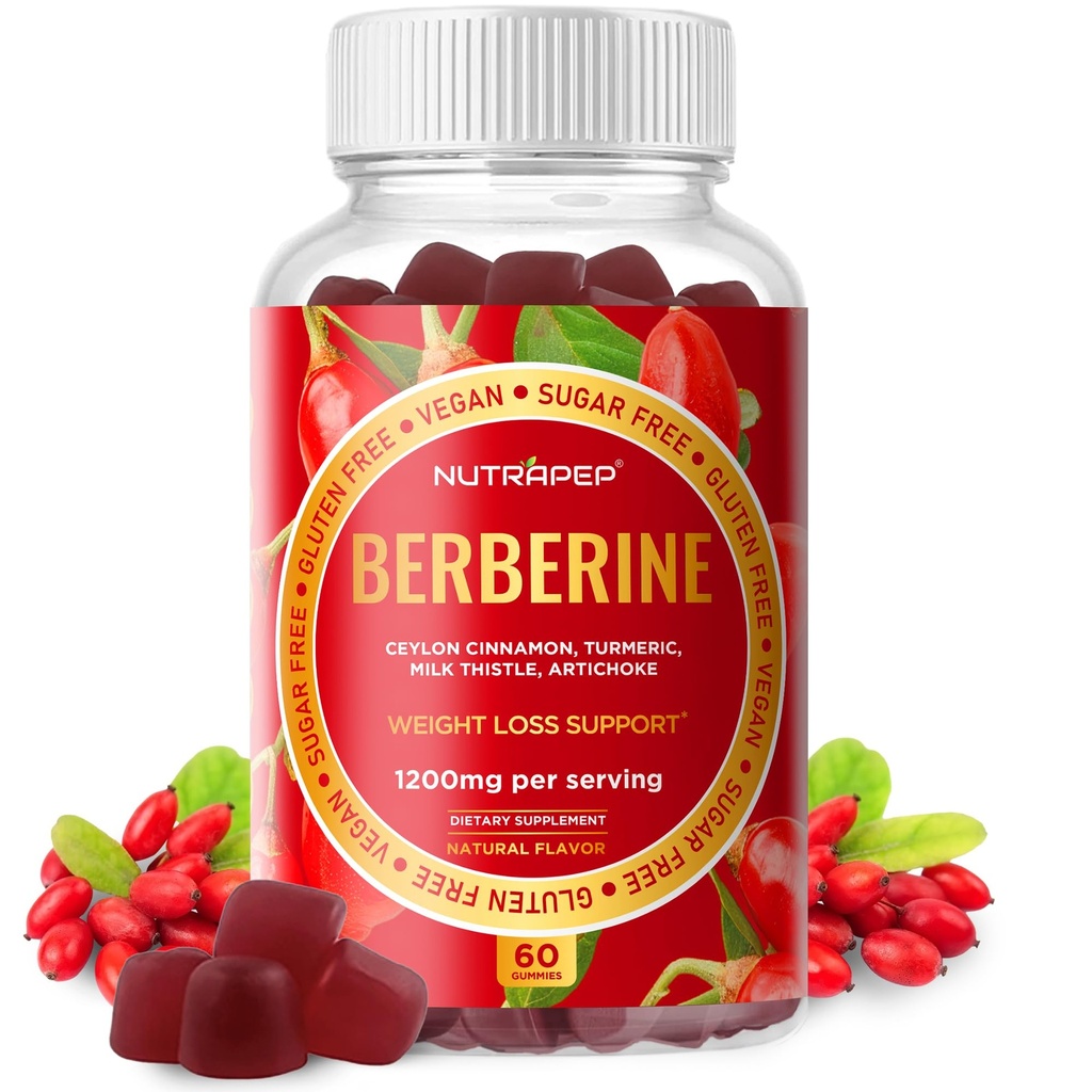 贝贝林椒(Perium Berberine HCl GLP-1) 重量损失古米(1200mg) 配有锡兰桂皮图尔克 牛奶 亚细亚细亚科 - 糖无糖 Gluten Free HighPotency GLP1 支持补编