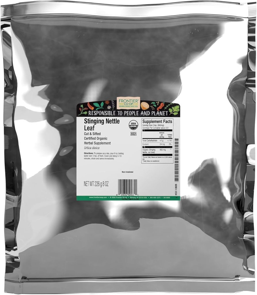 Frontial Co-op 有机刺网叶,1lb Bulk Bag, Cut & Sifted - 制作网叶茶的理想,科舍认证