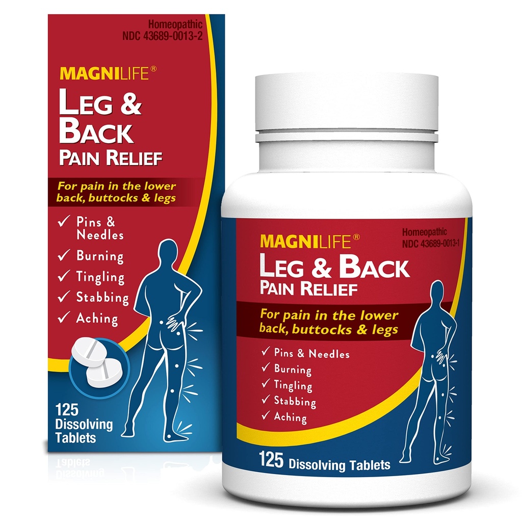 Magnilife Leg & Back Pain Relief, 快动作的疼痛 Relief, Naturally Soothe 烧伤、叮叮和刺痛、症状性或预防性疼痛, 125 快速溶解片